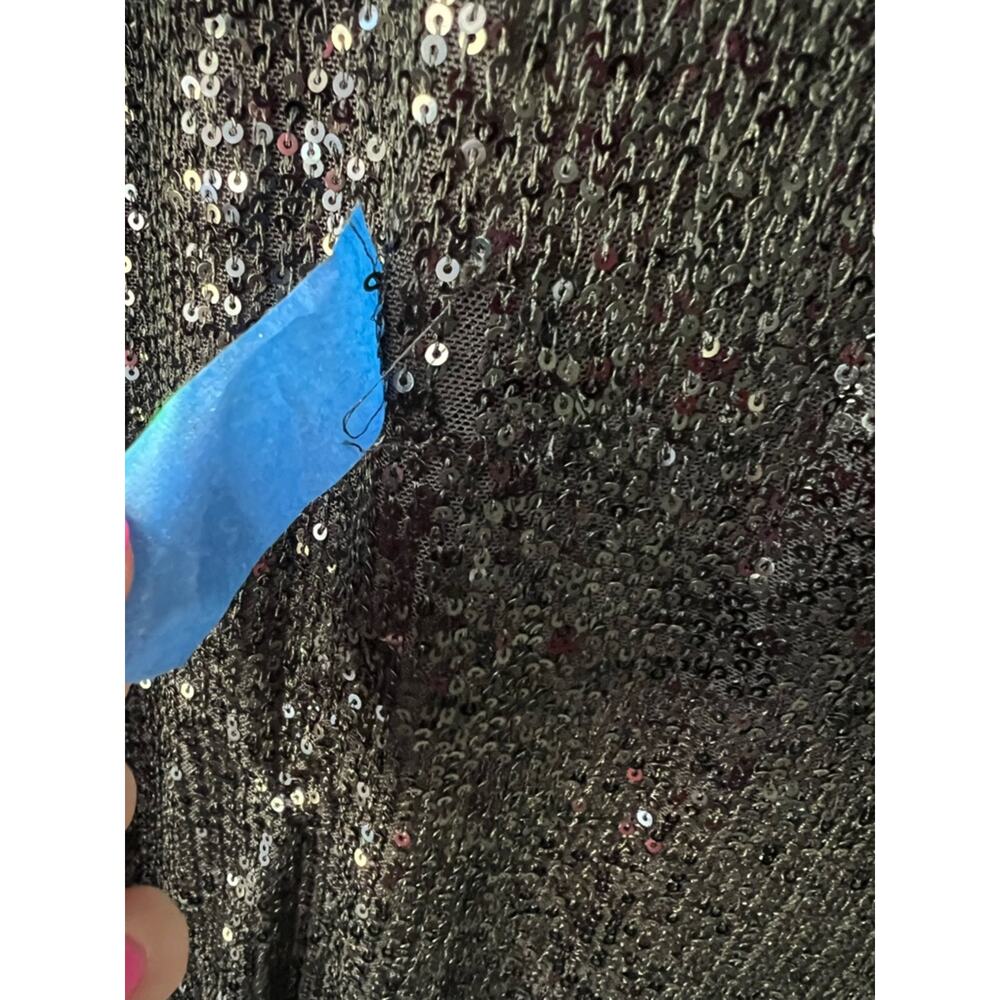 Mac Duggal Black Princess Long Sleeve V Neck Sequin Dress Size 20 - Picture 10 of 12